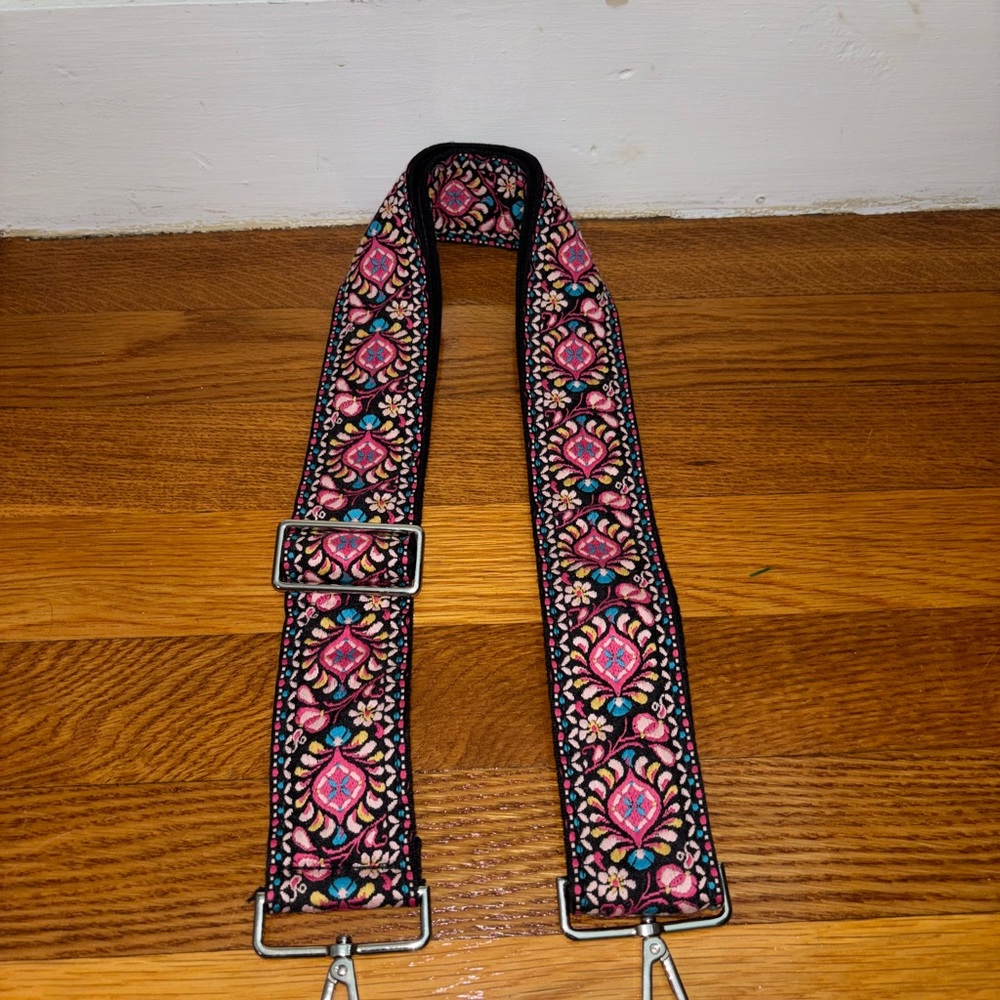 Embroidered Floral Guitar Crossbody Strap